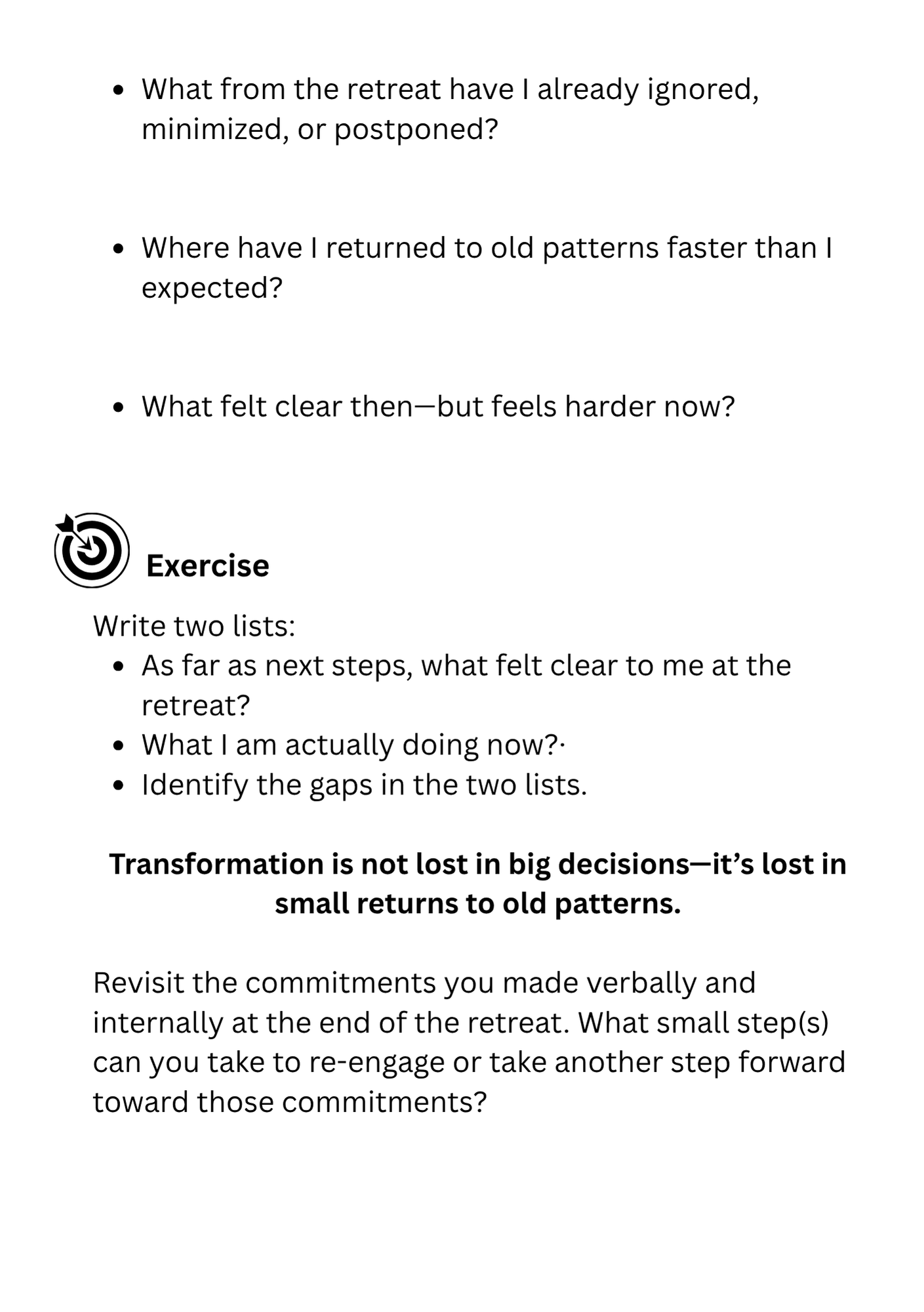 Retreat worksheet with reflection questions and exercise Retreat worksheet with reflection questions and exercise