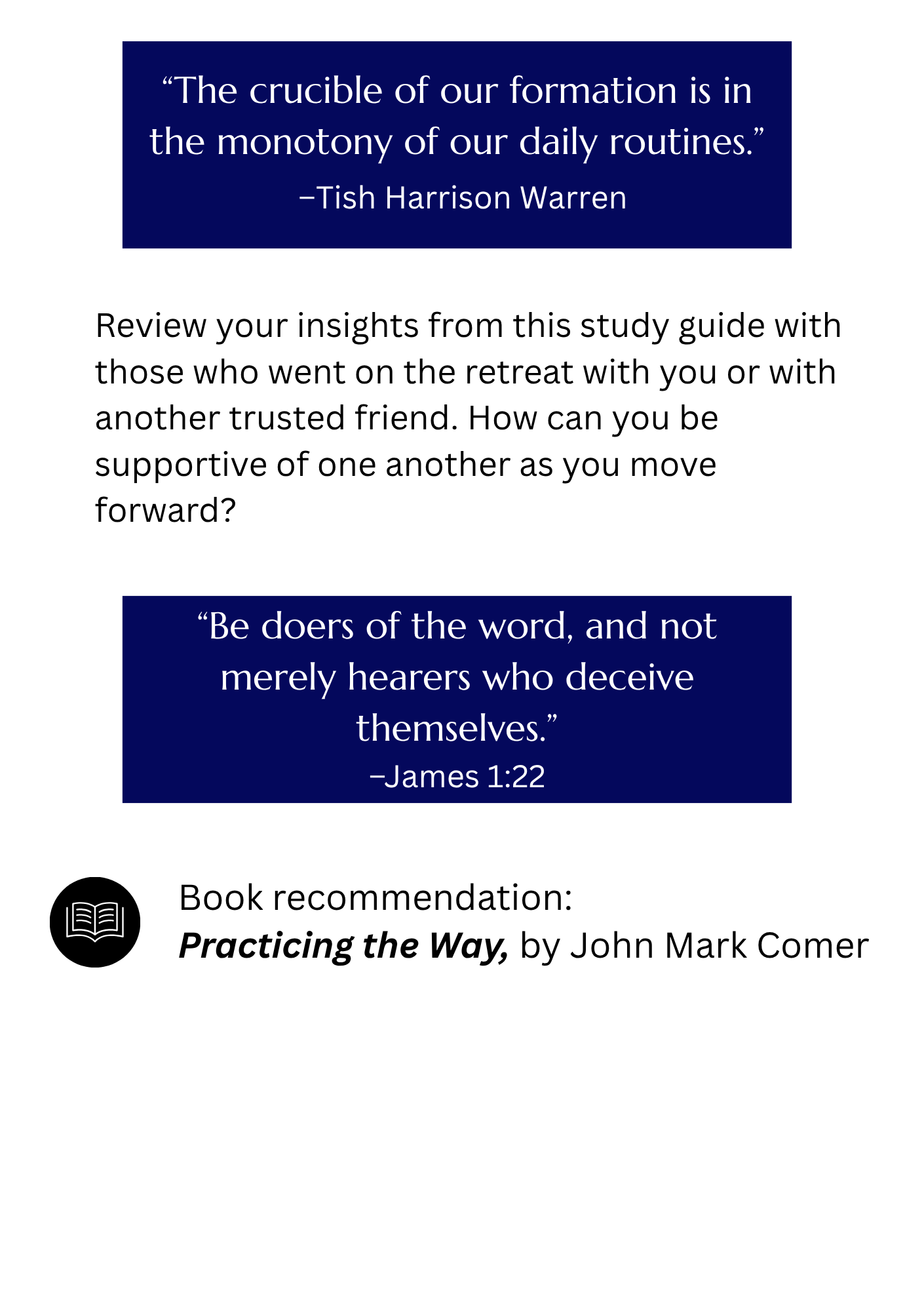 Study guide page with quotes and book recommendation Study guide page with quotes and book recommendation