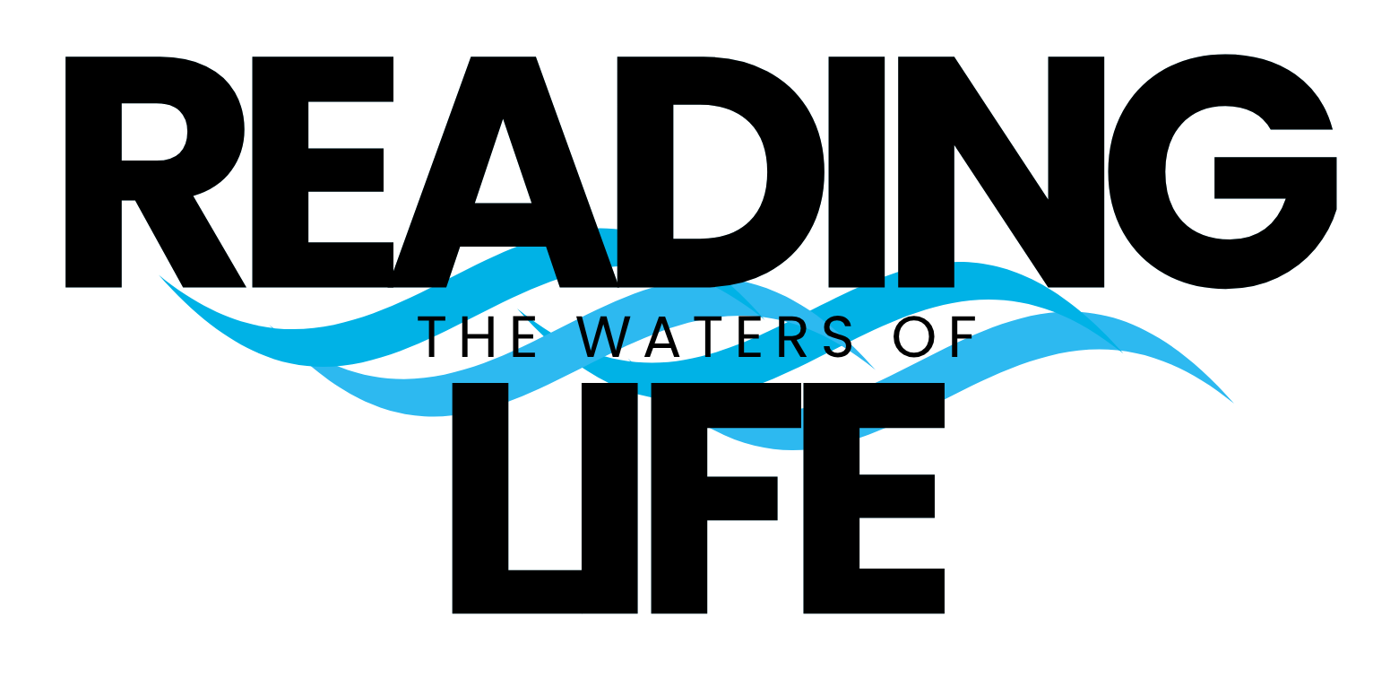 Reading Life logo with blue water waves Reading Life logo with blue water waves